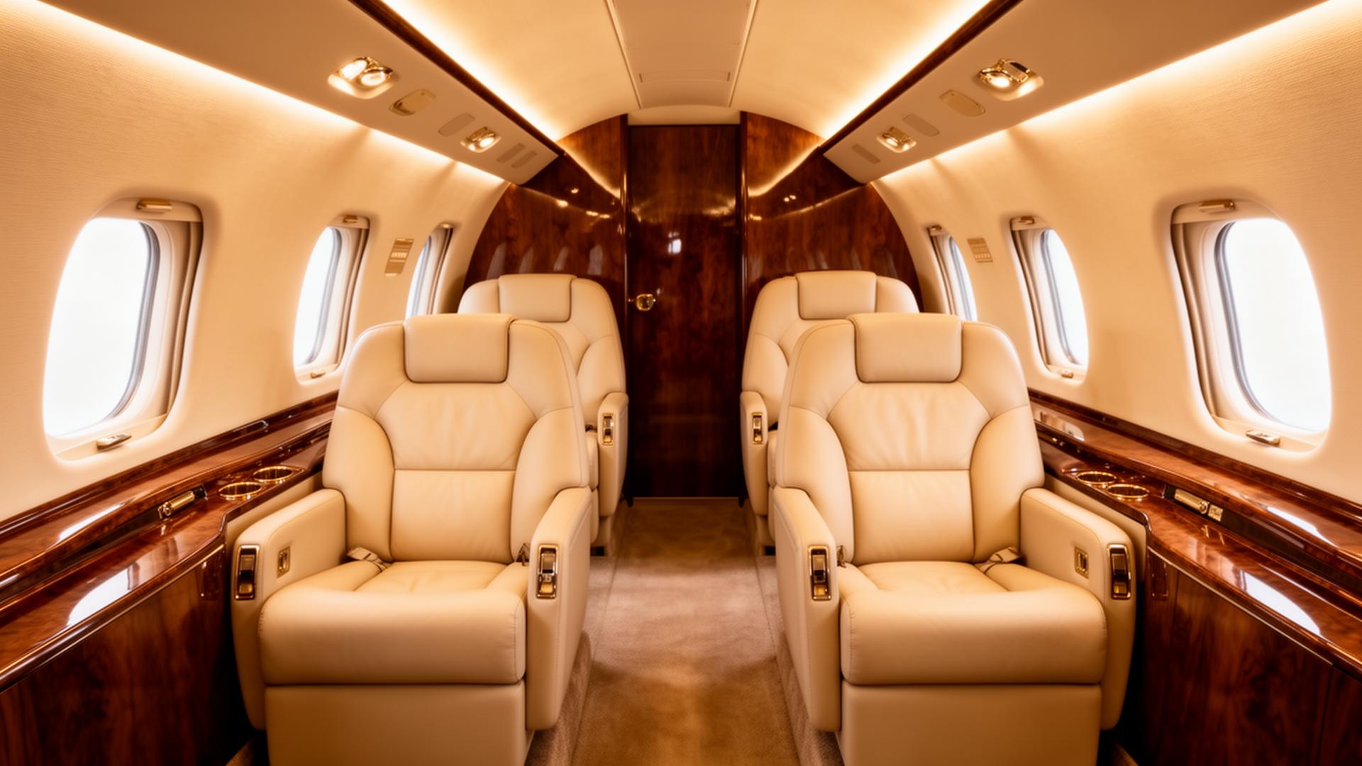 Private jet cabin interior